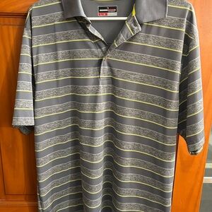 Grand Slam Gray and Yellow Polo Shirt with Stripes